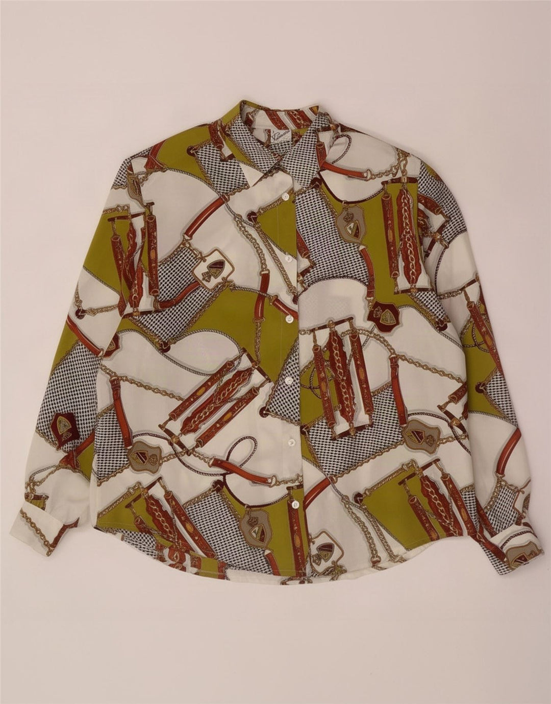 Primavera Firenze Camicia da donna con motivo astratto, camicetta UK 14 grande multicolore