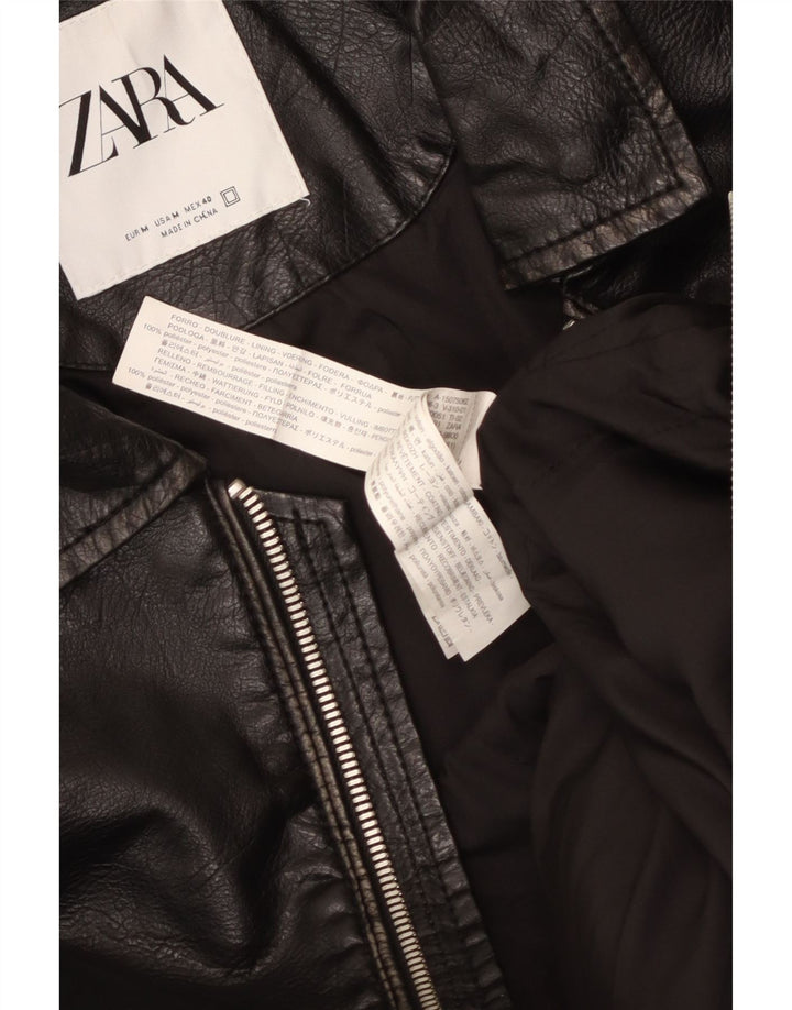 Giacca in pelle da uomo Zara UK 38 poliuretano nero medio