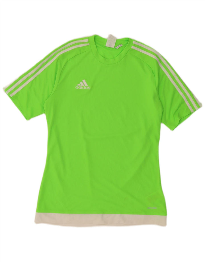 T-shirt Adidas Climalite da uomo Top piccola in poliestere color block verde