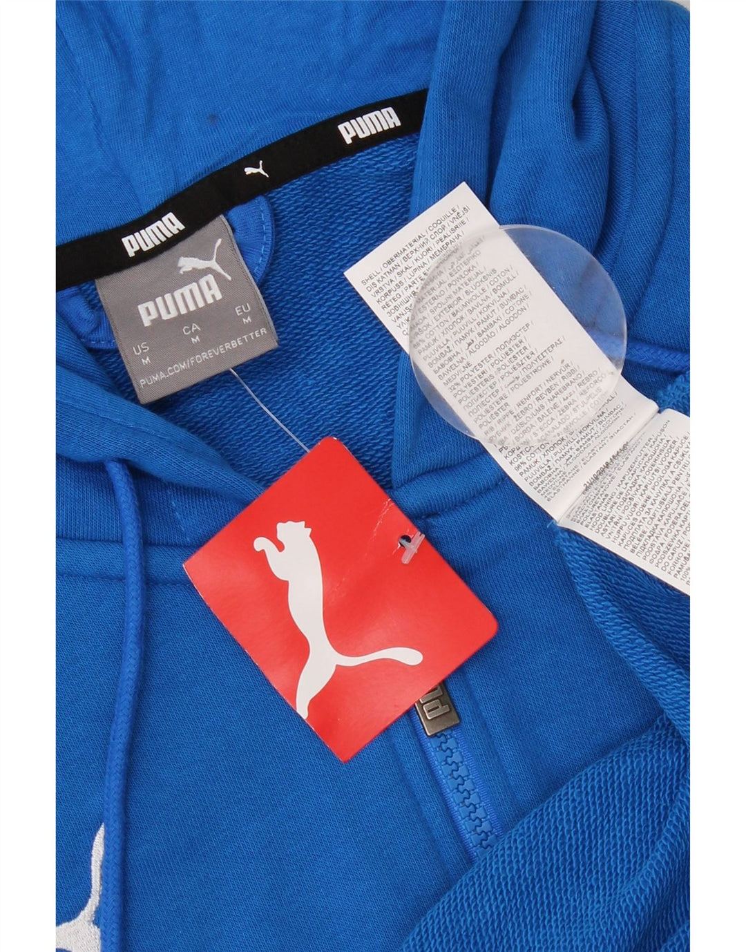Felpa con cappuccio e zip da uomo Puma in cotone blu medio