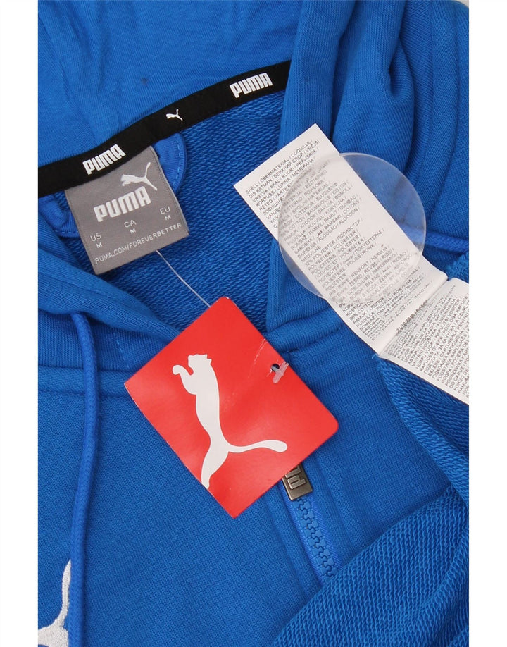 Felpa con cappuccio e zip da uomo Puma in cotone blu medio