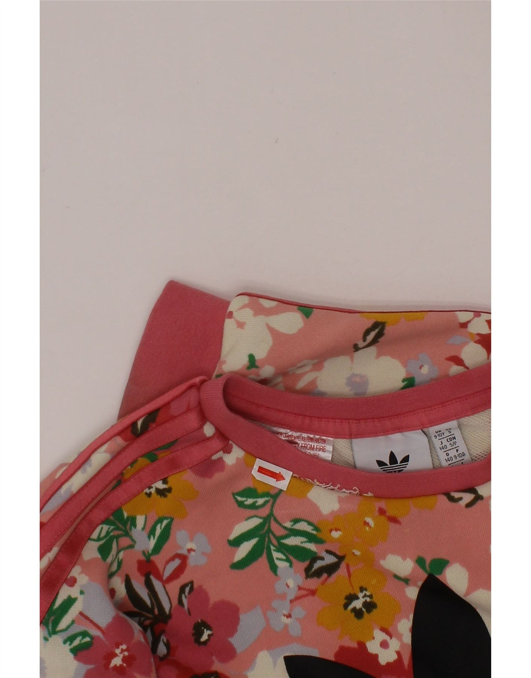 Felpa grafica ADIDAS per ragazze 9-10 anni in cotone floreale rosa