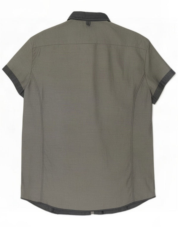 Armani Mens Short Sleeve Shirt 2XL Grey Cotton