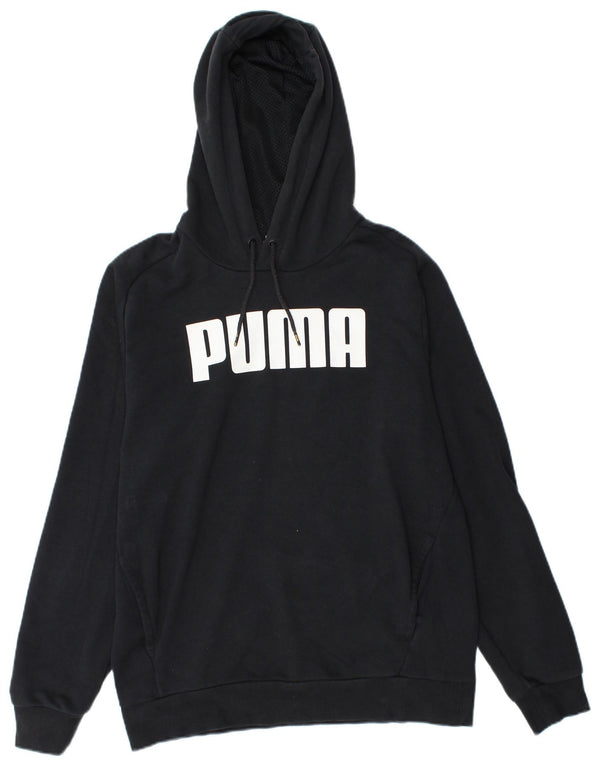 Felpa con cappuccio grafica PUMA da uomo, cotone nero medio