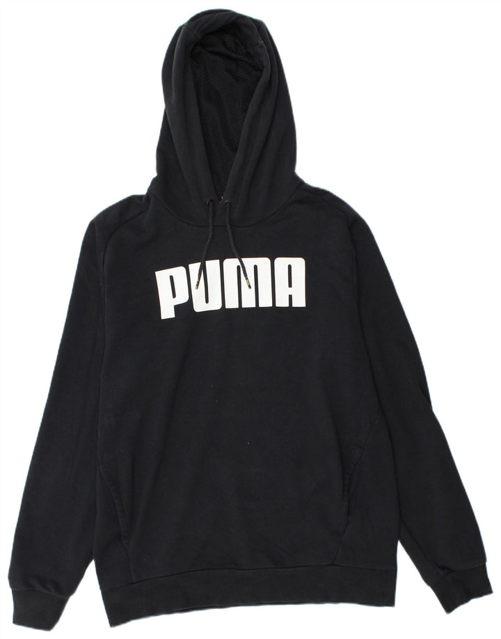 Felpa con cappuccio grafica PUMA da uomo, cotone nero medio