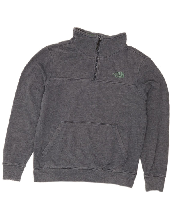 Felpa da uomo con zip e collo The North Face in cotone grigio medio