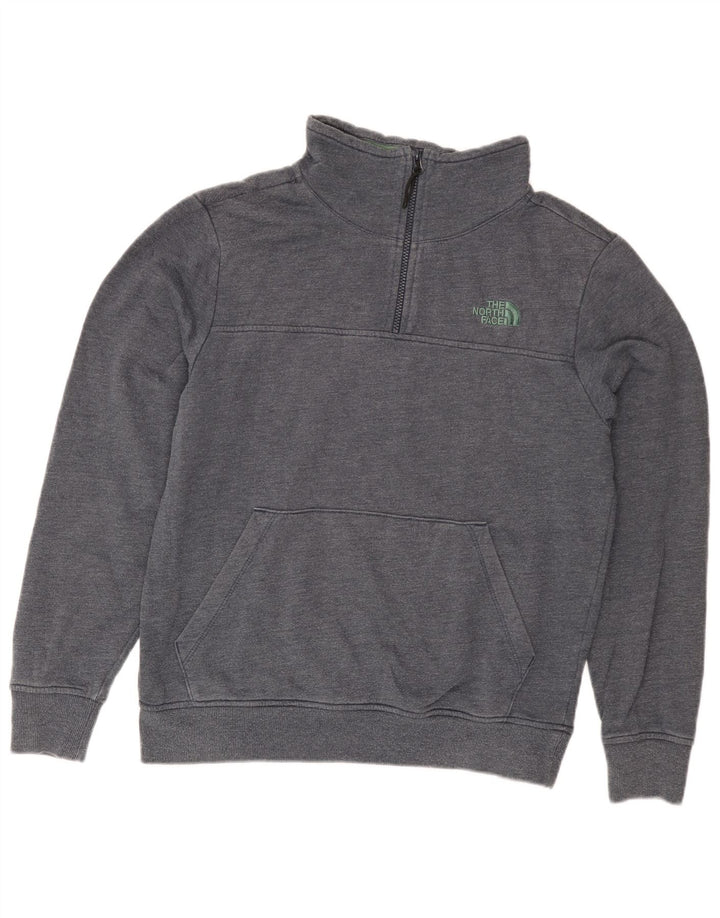 Felpa da uomo con zip e collo The North Face in cotone grigio medio