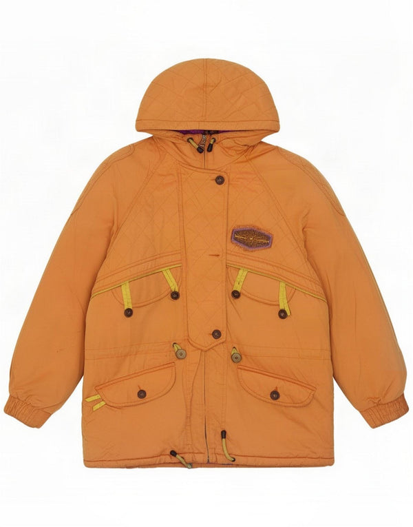 Silvy Womens Hooded Relaxed Fit Ski Jacket IT 46 Large Orange Cotton