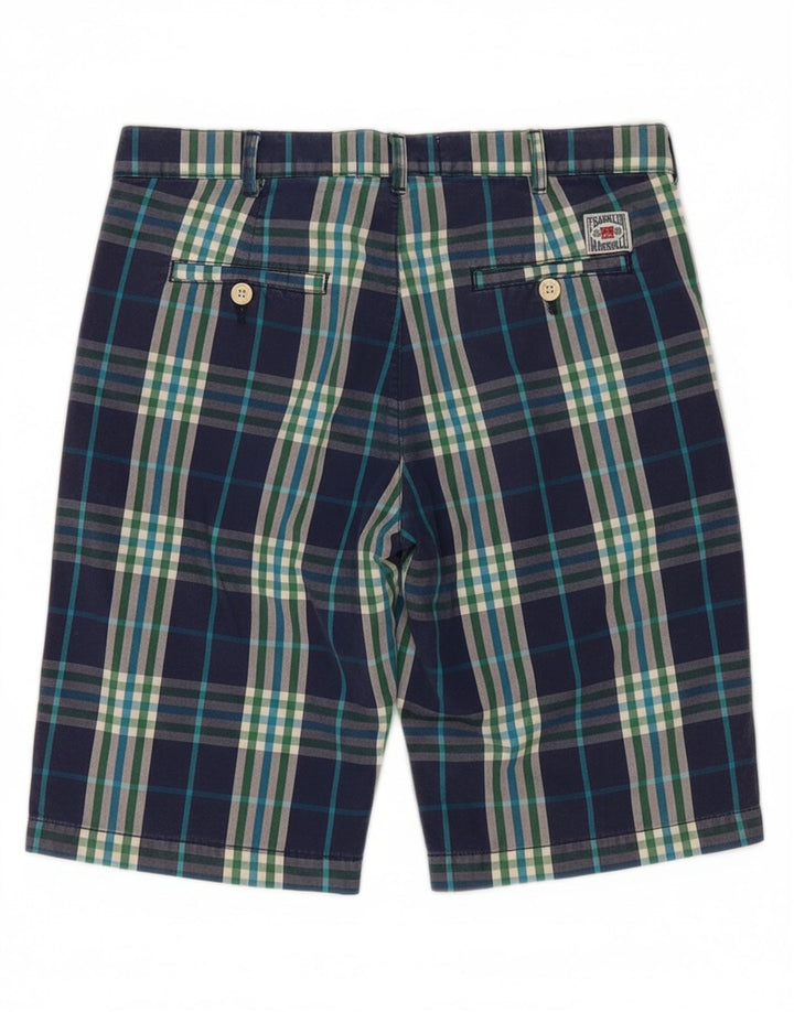 FRANKLIN & MARSHALL Mens Chino Shorts W29 Medium Blue Check Cotton Vintage Franklin & Marshall and Second-Hand Franklin & Marshall from Messina Hembry 