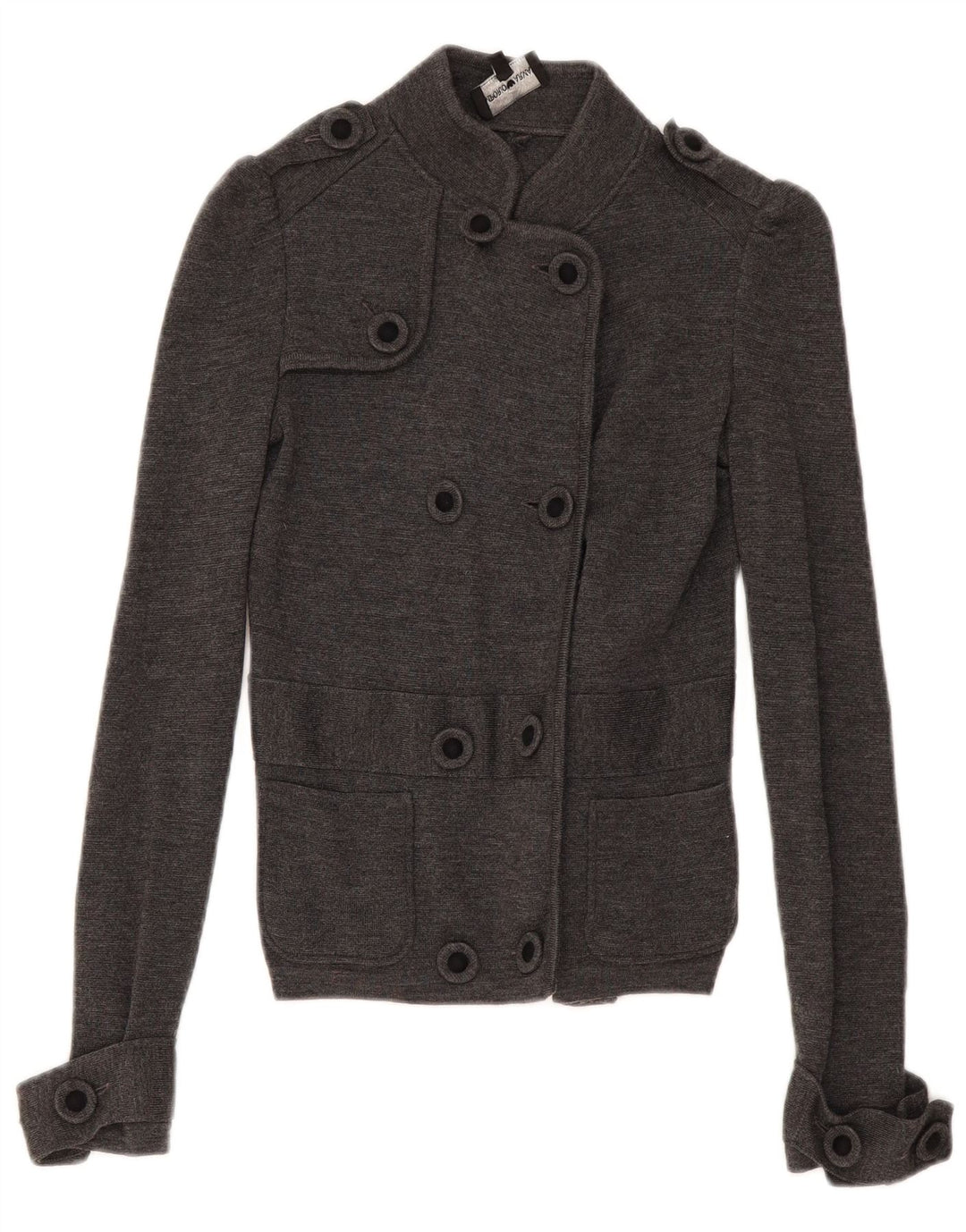 Maglione Cardigan Doppio Petto Donna Armani IT 38 XS Lana Grigia