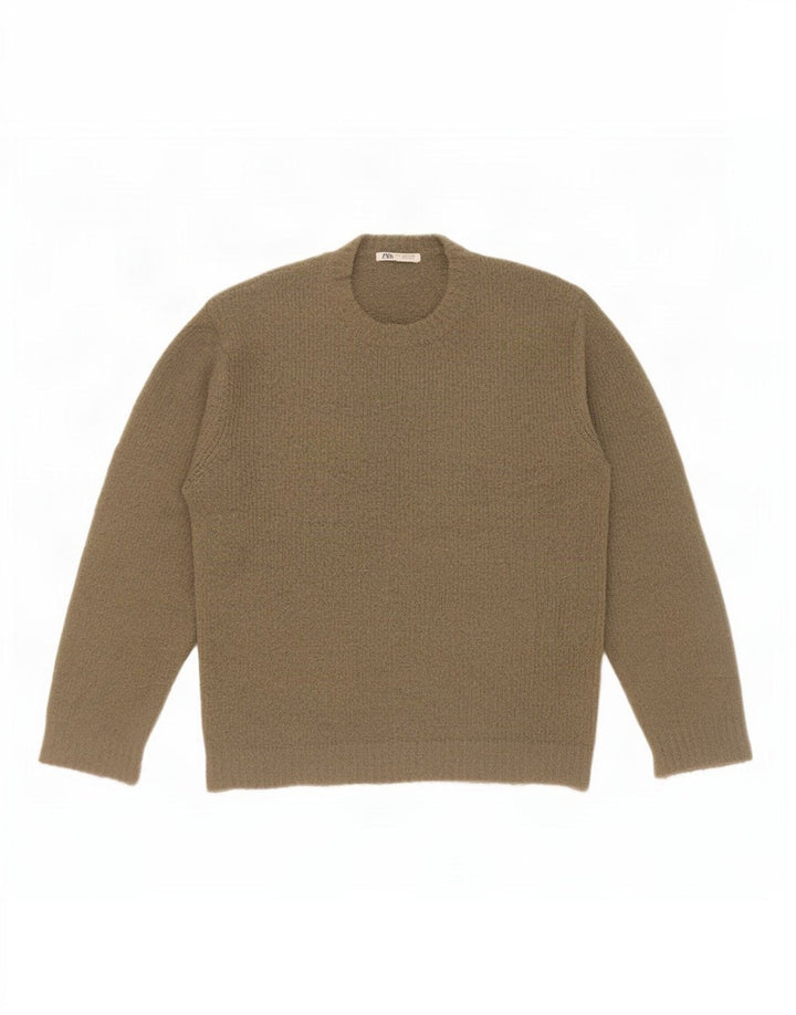 Maglione maglione girocollo da uomo Zara medio acrilico kaki