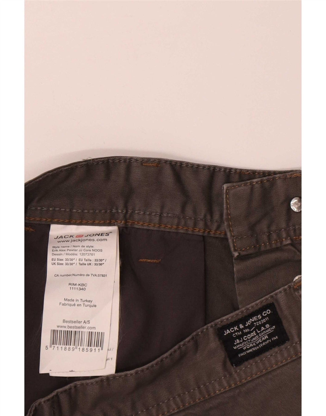 Pantaloncini chino da uomo Jack & Jones medi W33 in cotone grigio
