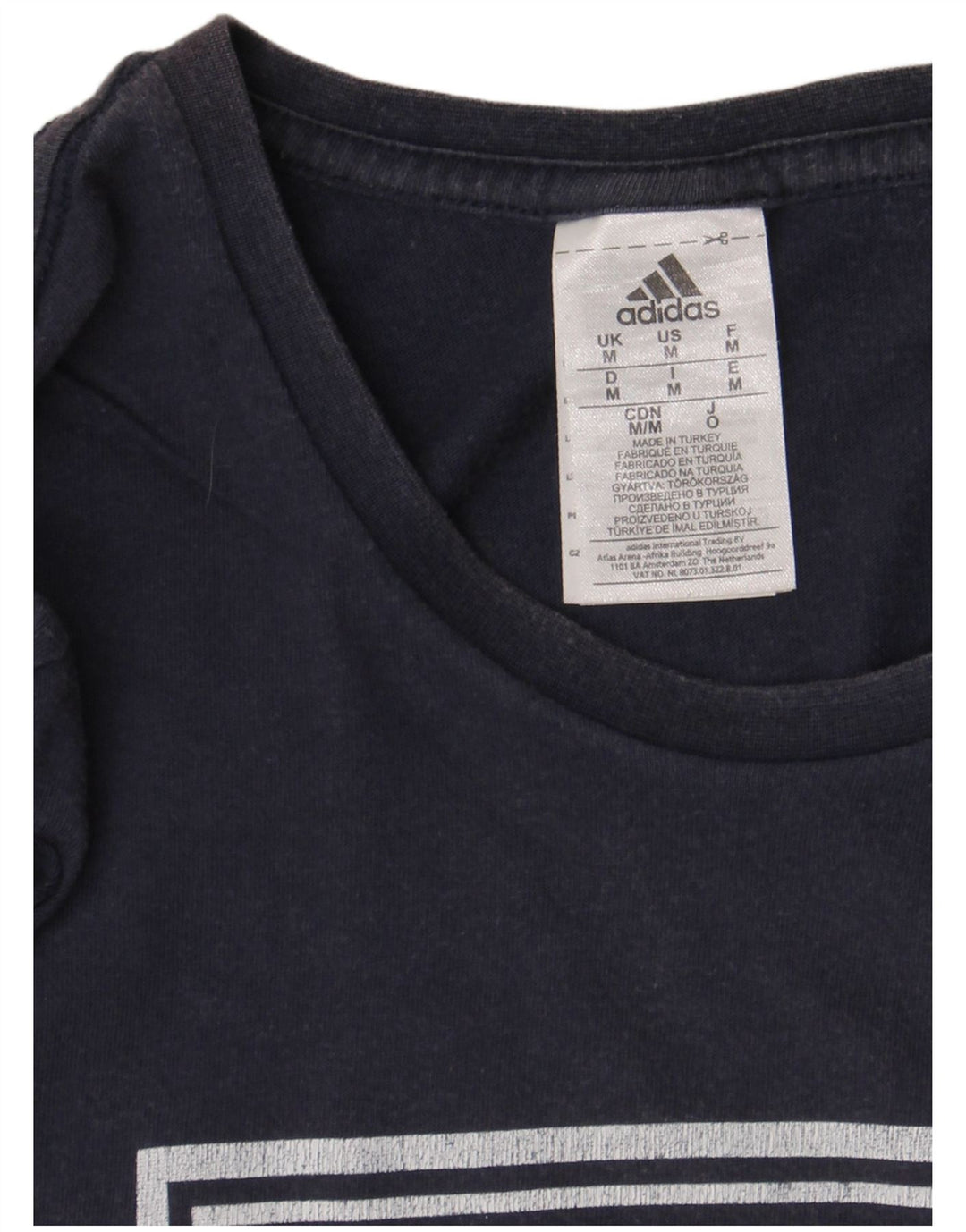T-shirt grafica da uomo Adidas Top in cotone blu navy medio