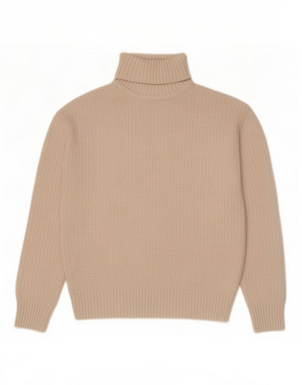 Maglione maglione a collo alto da donna Marks & Spencer UK 10 piccolo poliestere beige