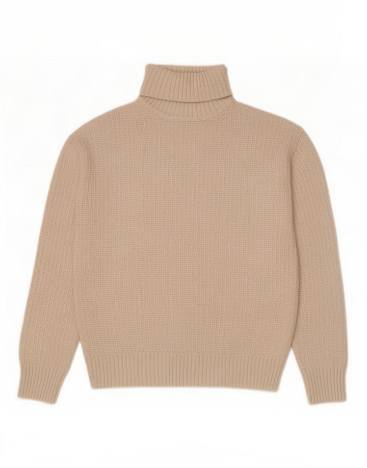 Maglione maglione a collo alto da donna Marks & Spencer UK 10 piccolo poliestere beige