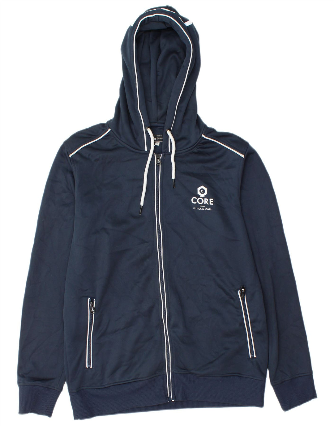 Jack & Jones Felpa con cappuccio con zip grafica da uomo Poliestere medio blu navy