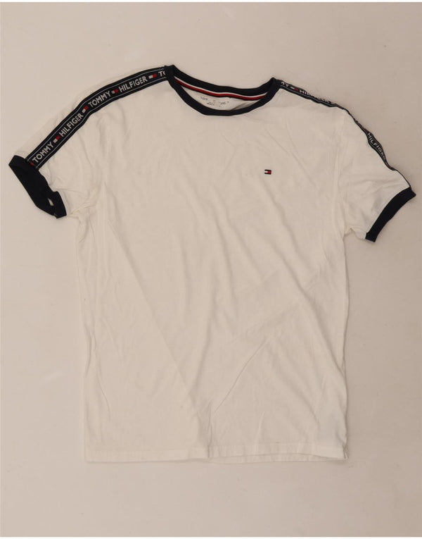 T-shirt grafica da uomo Tommy Hilfiger Top in cotone color block bianco medio