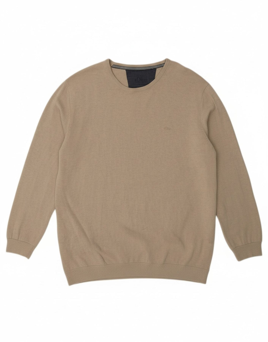 S.OLIVER Mens Crew Neck Jumper Sweater 2XL Beige Cotton