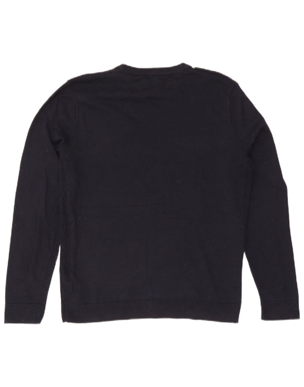 Maglione maglione girocollo da uomo Jack & Jones grande cotone blu navy