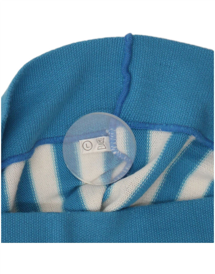 Top camicetta da donna vintage UK 16 poliacrilico a righe blu grandi
