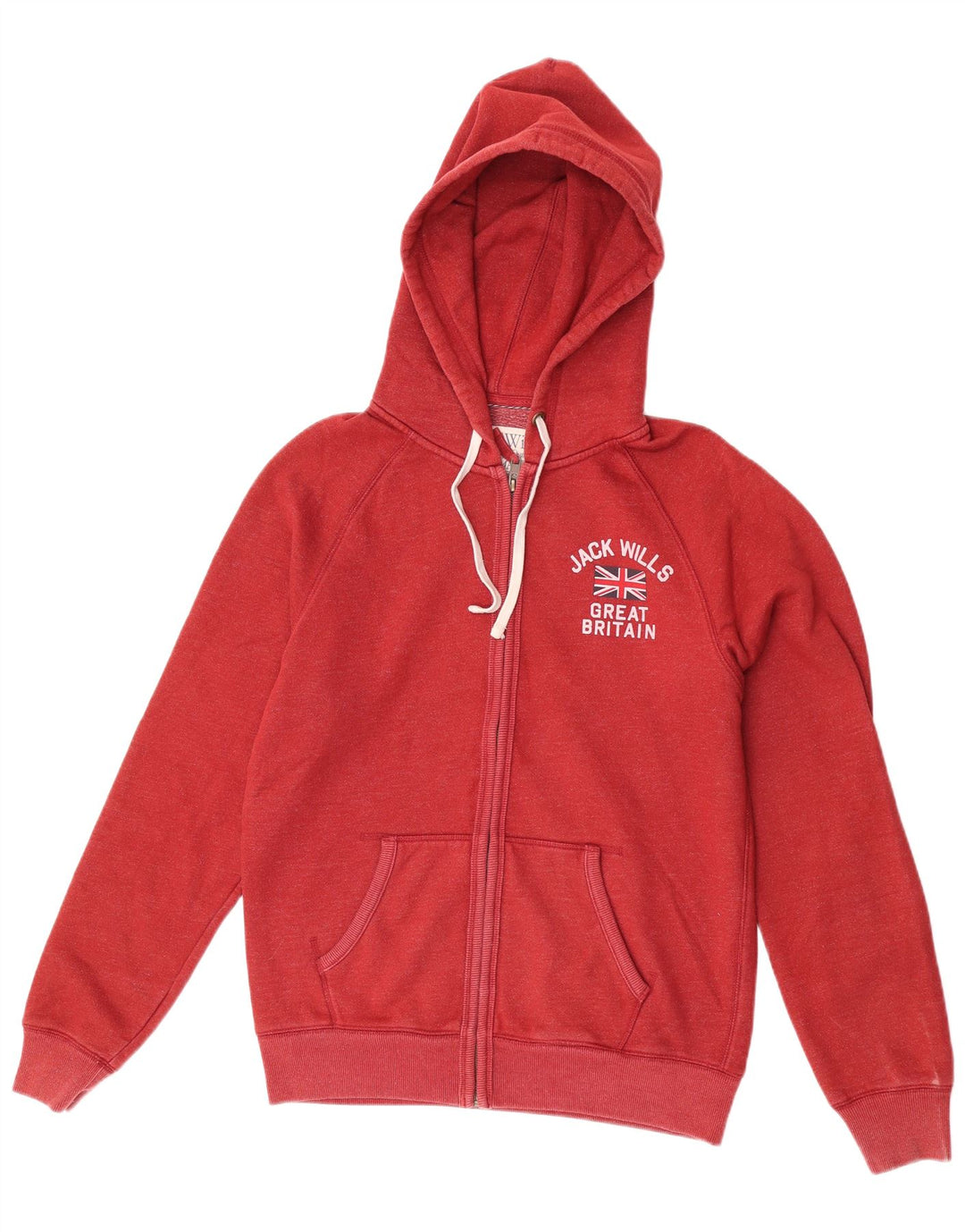 Maglione con cappuccio con zip grafica da uomo Jack Wills in cotone rosso medio