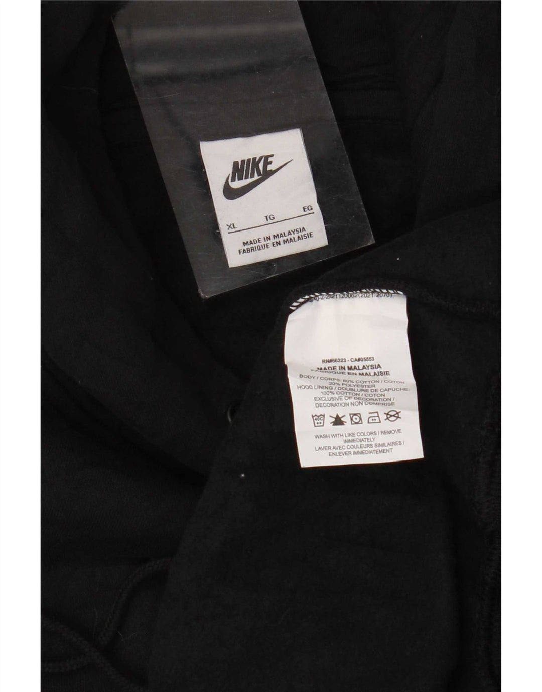 Felpa con cappuccio da uomo Nike XL in cotone nero