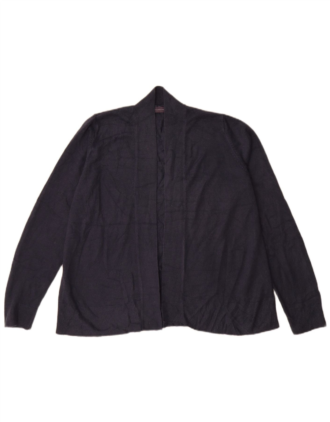Maglione cardigan aperto da donna Marks & Spencer UK 16 grande acrilico blu navy
