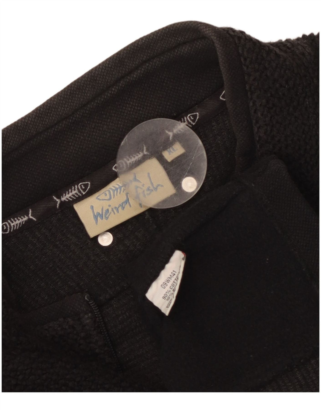 Felpa da uomo con collo con zip Weird Fish, maglione XL, cotone nero