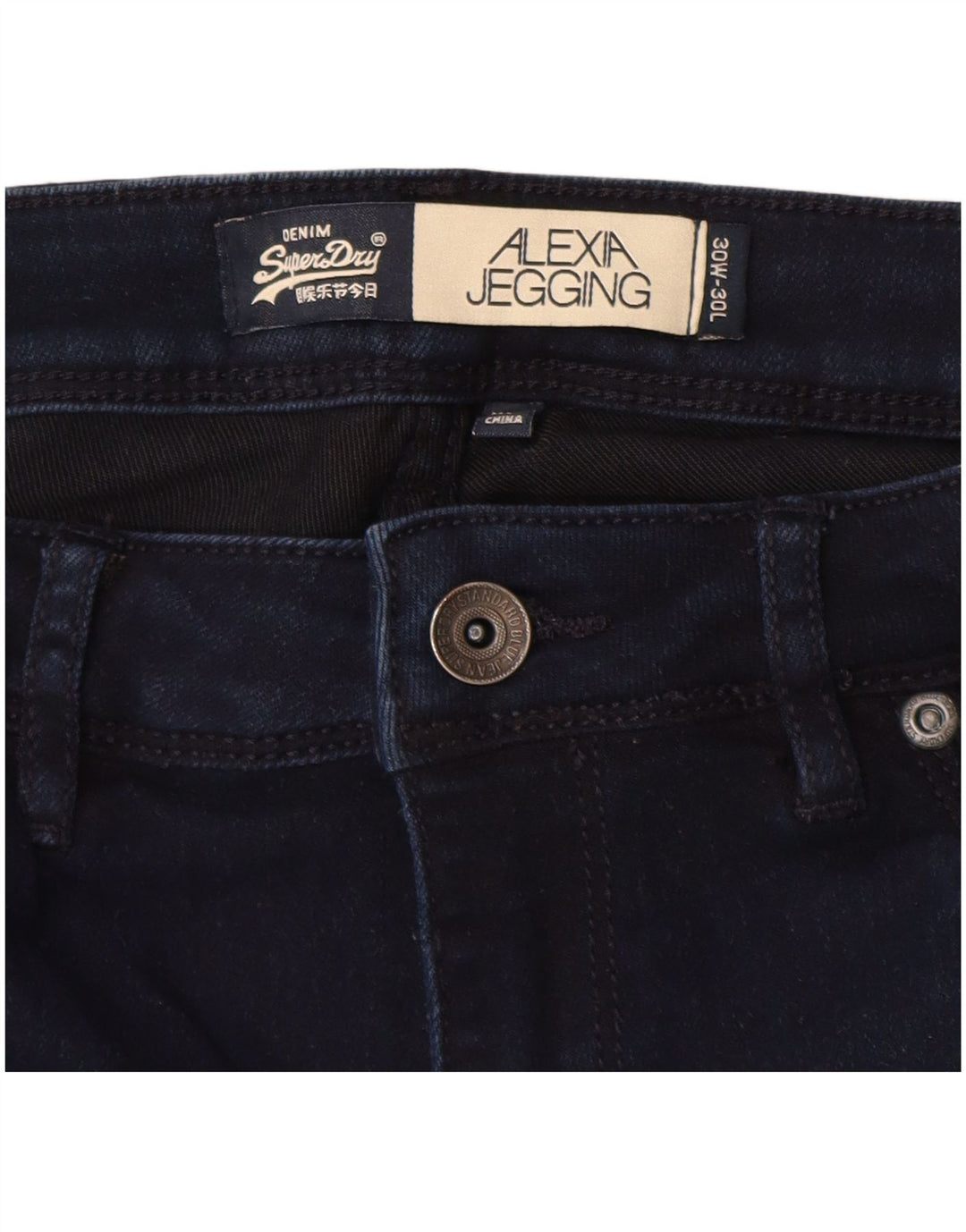 Jeans skinny Jegging Alexia da donna SUPERDRY W30 L23 cotone blu navy