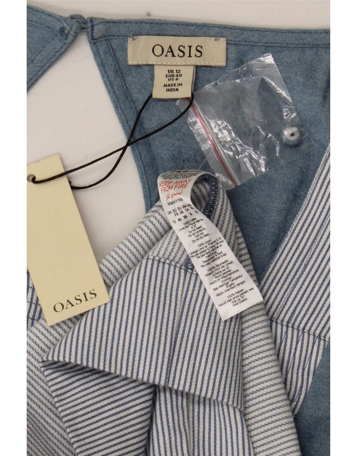 Abito lungo da donna Oasis UK 12 Cotone a righe blu medio