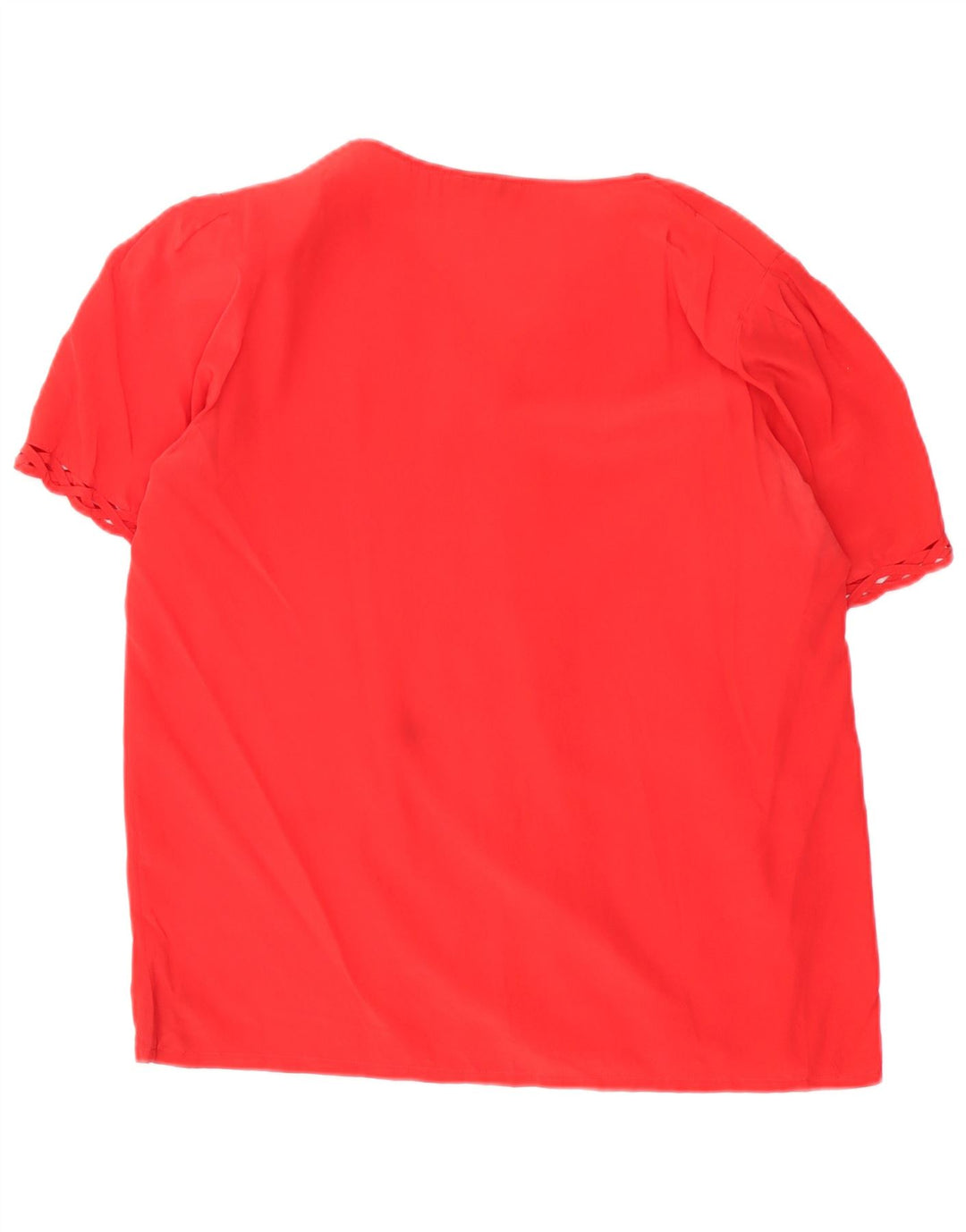 Camicetta camicia a maniche corte da donna vintage UK 14 seta rossa media