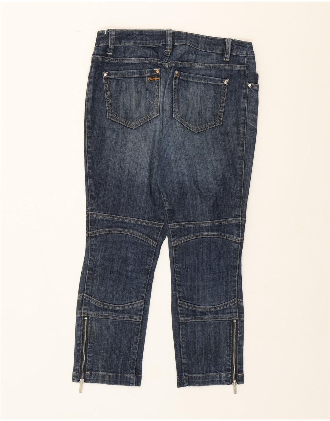 Jeans corti slim da donna KAREN MILLEN UK 10 piccoli W29 L24 blu