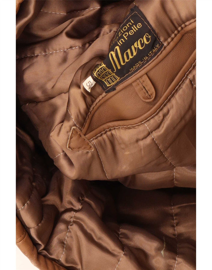 Giacca in pelle vintage da uomo IT 50 grande in pelle marrone