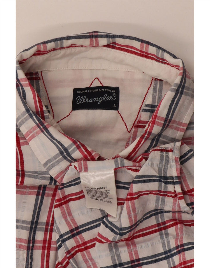 Camicia a maniche corte da uomo Wrangler grande cotone scozzese bianco