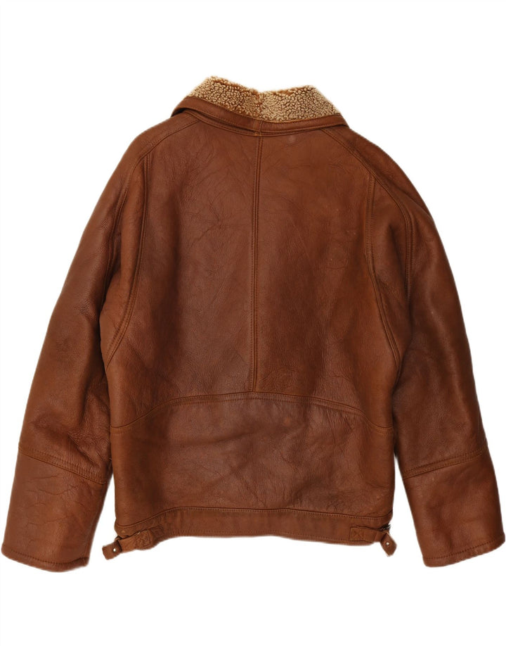 Giacca in shearling da uomo VINTAGE UK 42 XL Marrone