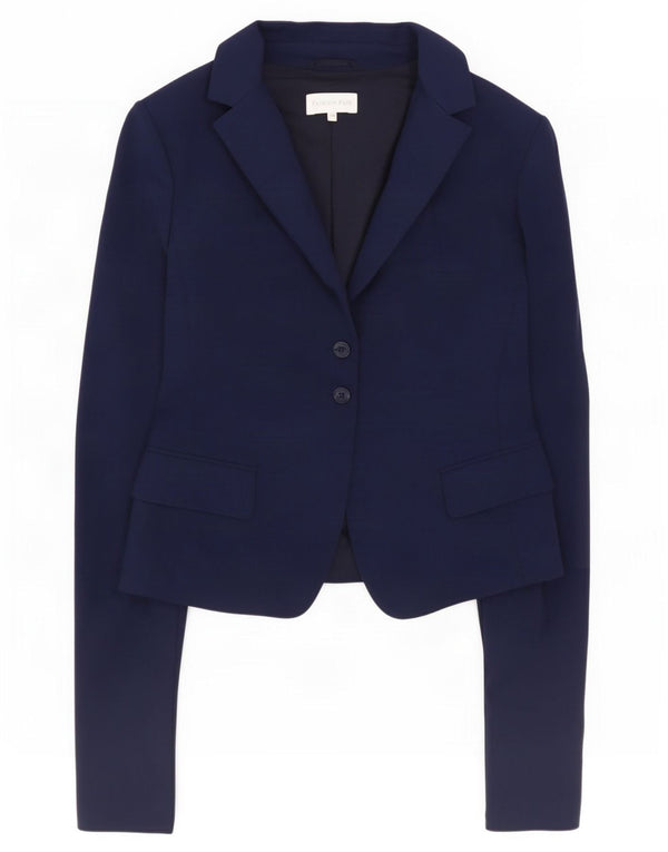Patrizia Pepe Giacca Blazer da Donna a 2 Bottoni IT 46 Large Blu Navy in Cotone