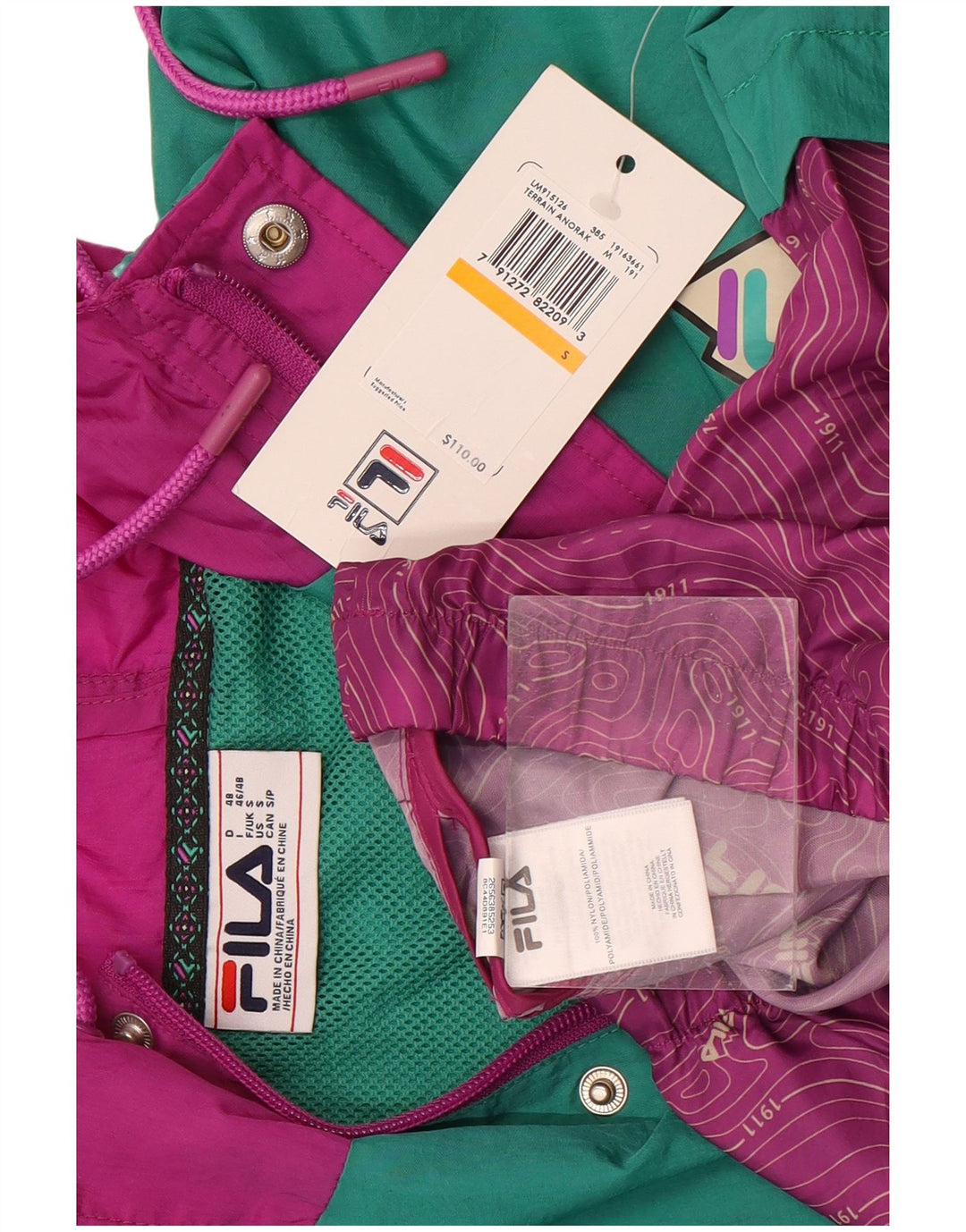 Fila Giacca da uomo con grafica pullover grafica piccola color block viola