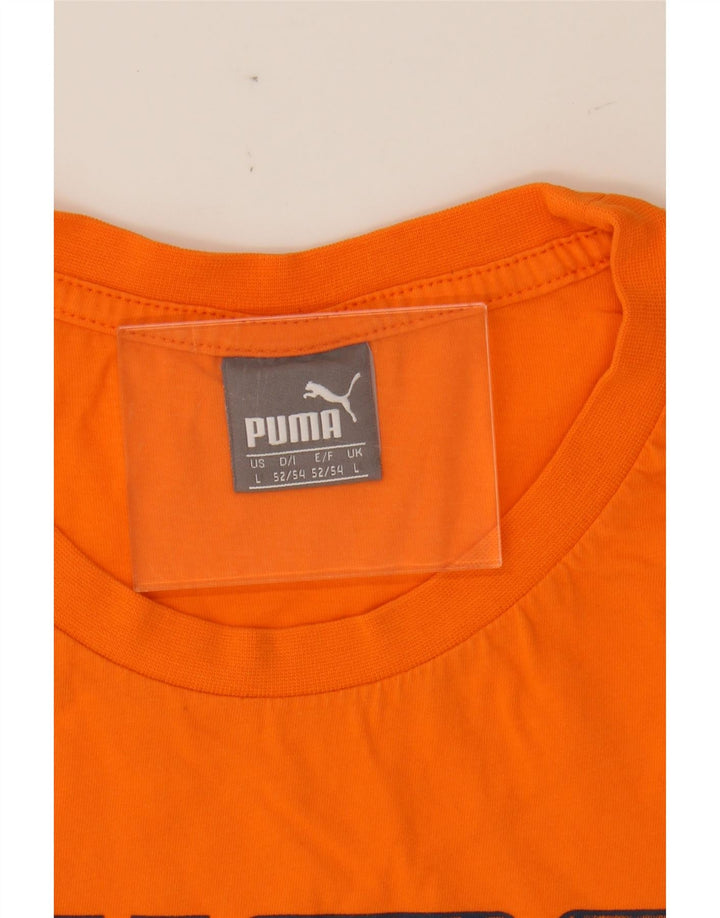PUMA Mens Graphic T-Shirt Top Large Orange Vintage Puma and Second-Hand Puma from Messina Hembry 