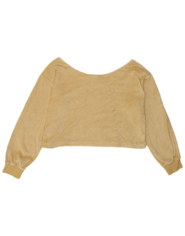 Top ADIDAS da donna corto oversize con spalle scoperte UK 10 piccolo cotone giallo