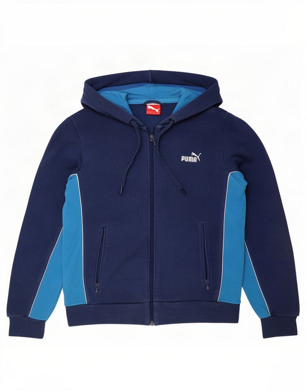 Felpa con cappuccio e zip da uomo Puma Small Blu Navy Colourblock