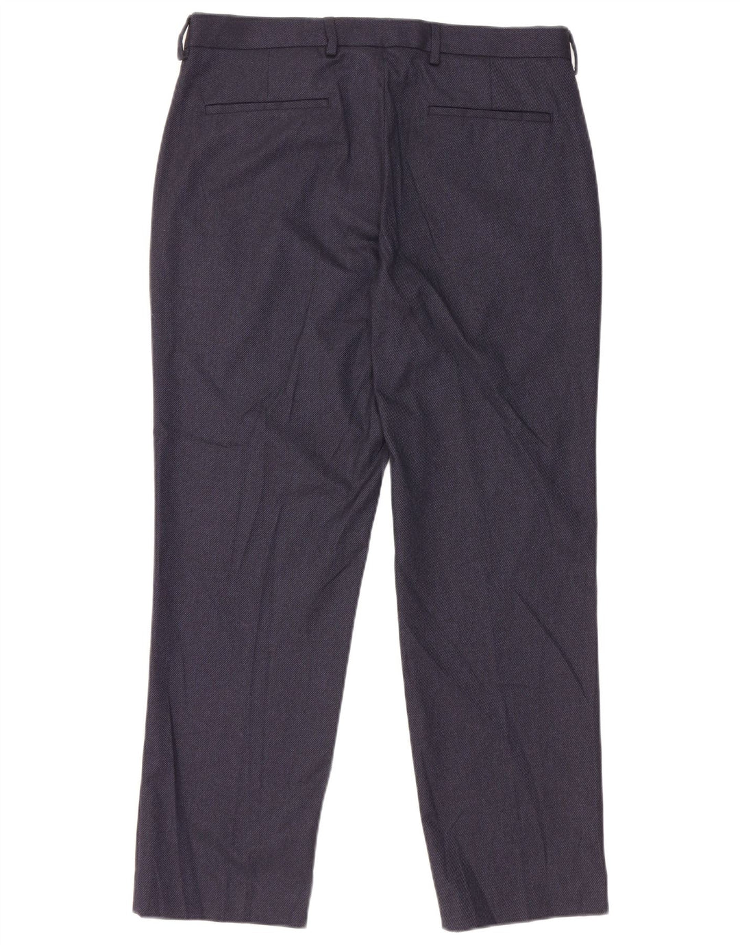 Pantaloni da abito dritti da uomo Marks & Spencer W34 L29 poliestere blu navy