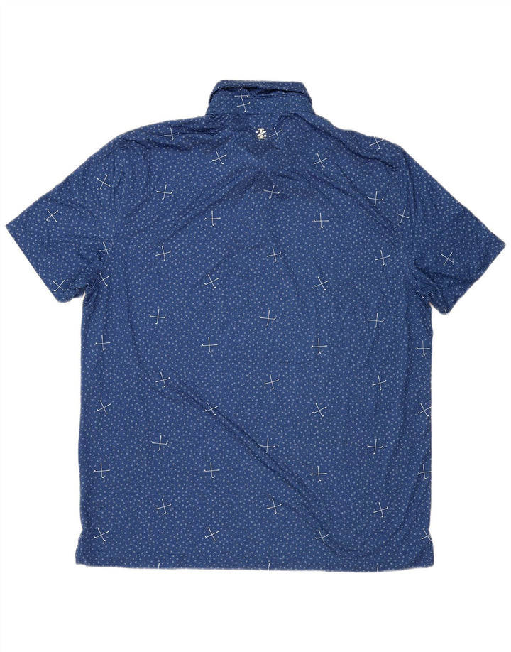 Polo da uomo IZOD grande in poliestere maculato blu