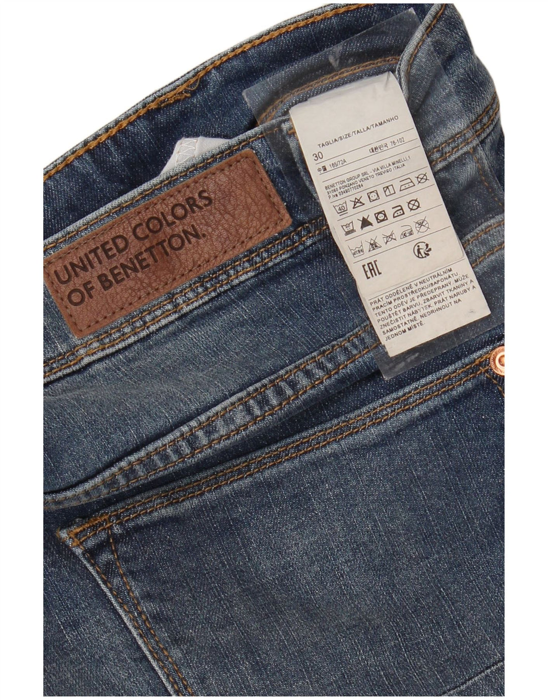 Jeans dritti da uomo BENETTON W30 L23 in cotone blu