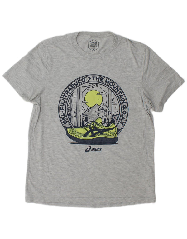 T-shirt grafica da uomo Asics, taglia grande, in cotone grigio