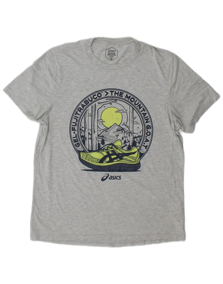 T-shirt grafica da uomo Asics, taglia grande, in cotone grigio