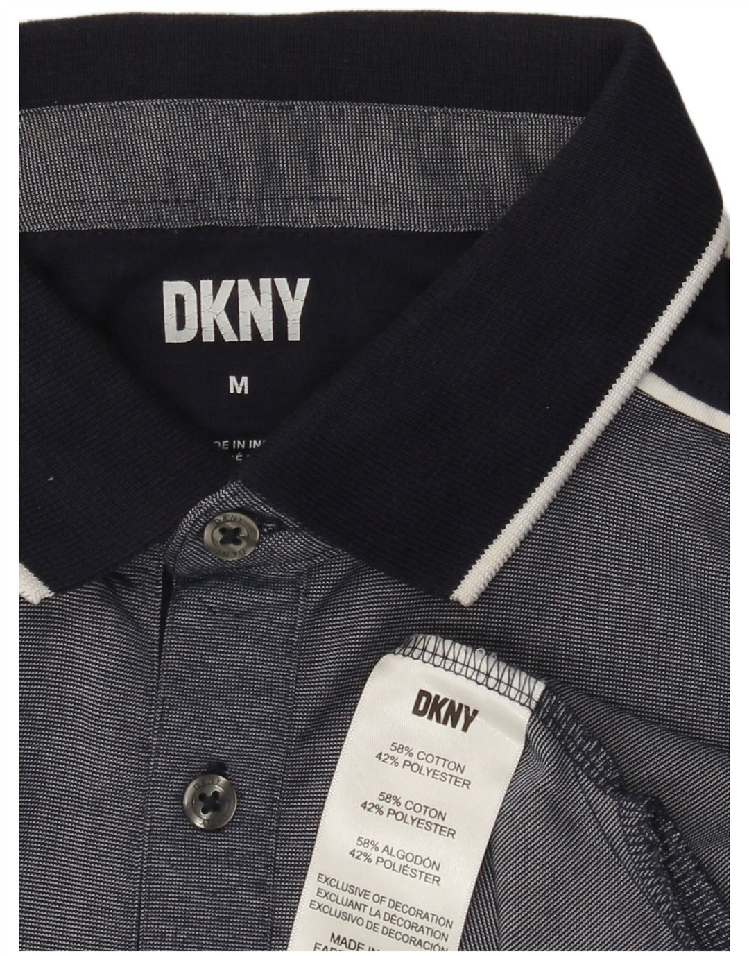 Polo da uomo DKNY in cotone blu navy medio