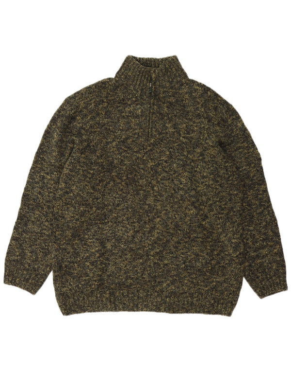 Maglione da uomo Navigare con zip e collo XL in acrilico puntinato verde