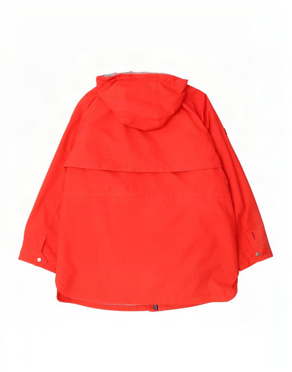 Giacca antipioggia oversize con cappuccio da donna Joules UK 18 XL rosso cotone