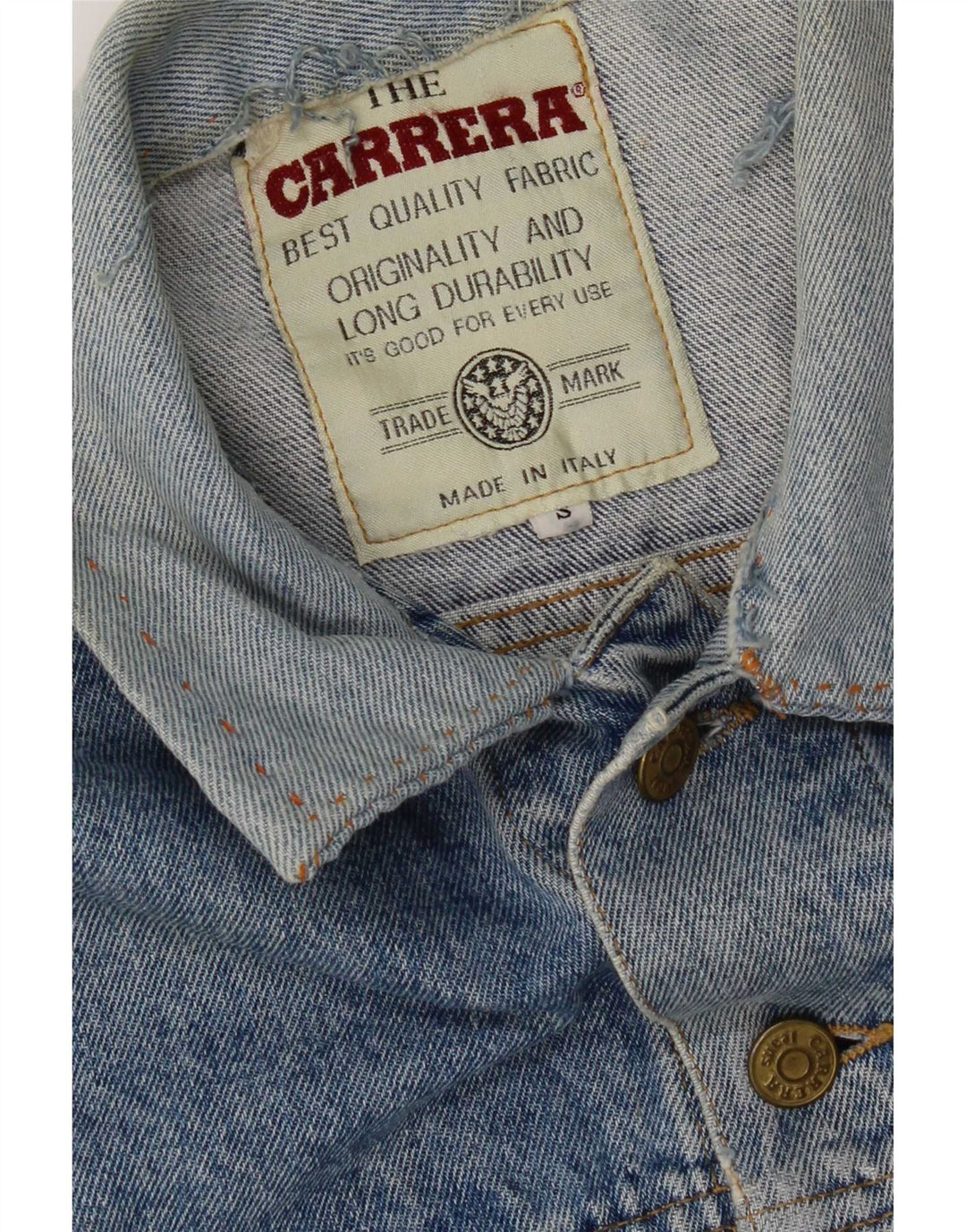 Giacca da uomo in denim invecchiato Carrera UK 36 piccolo cotone blu