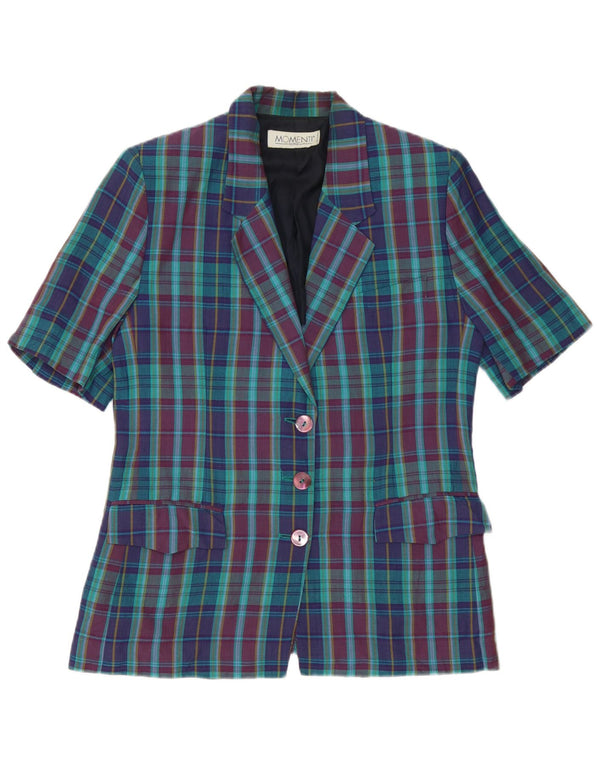 Giacca blazer a 3 bottoni da donna Momenti UK 14 medio a quadri multicolore